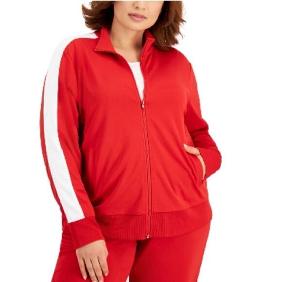 ID Ideology Plus Size Side-Striped Tricot Jacket, jacket, sweater, sweatshirt - Picture 2 of 7